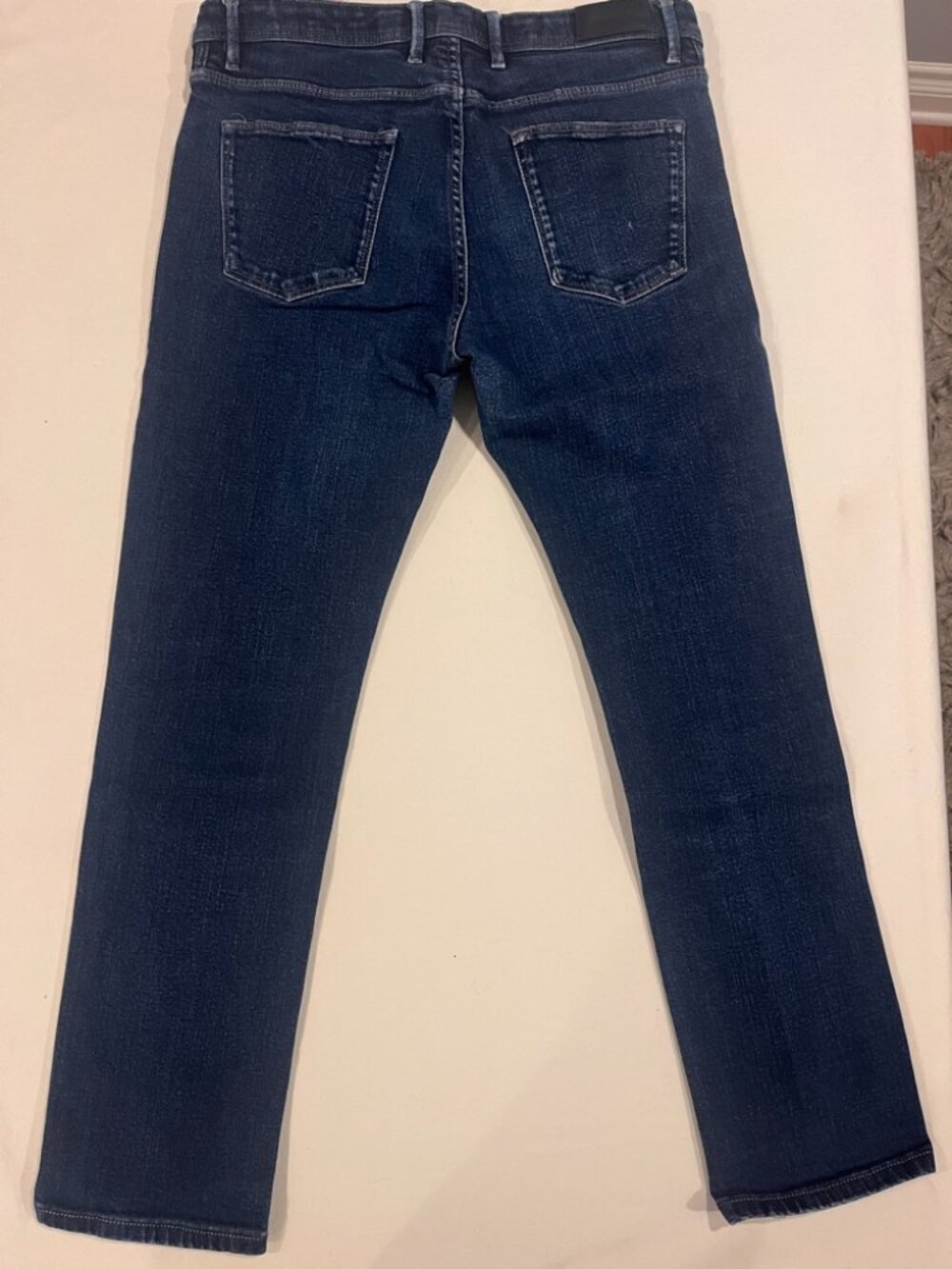 Massimo Dutti Mens Slim Fit Jeans 31x28 Dark Wash Indigo Denim Morocco Striped